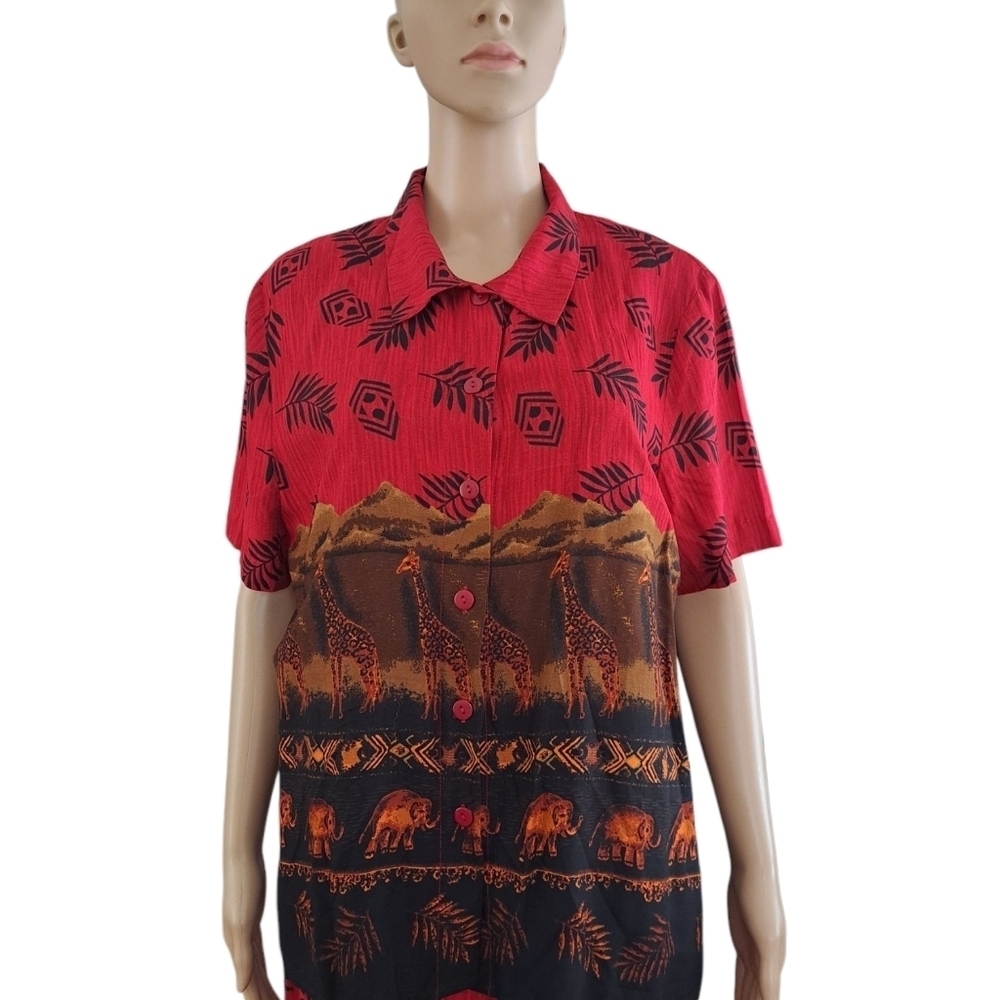 Tradition 2 Pc vintage safari print dress and short-sleeved shirt set Jungle Set - Picture 9 of 16